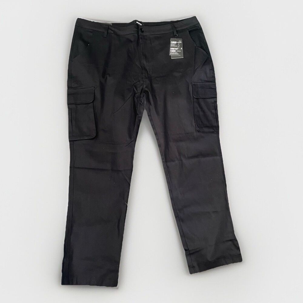 Blu Rock New York Mens 44 Black 4-Way Flexible Stretch Pockets Cargo Pants NWT